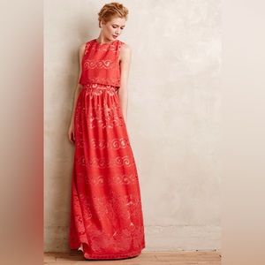 Anthropologie Coral Garden Maxi Dress Size 6